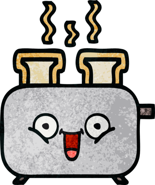Bir insan tarafından çizilmiş bir tost makinesinin retro grunge doku karikatürü