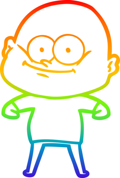 Gökkuşağı gradyan çizgi çizimi bir insan tarafından çizilmiş kel bir adamın çizimi