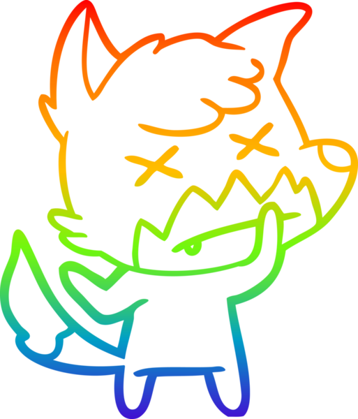 Gökkuşağı gradyan çizgi çizimi Bir insan tarafından çizilmiş ölü tilki