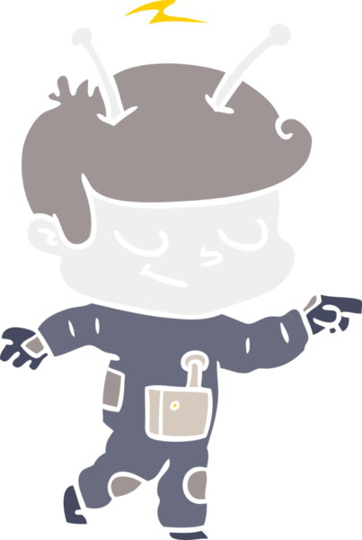 Bir insan tarafından çizilmiş düz renkli çizgi film uzay adamı.