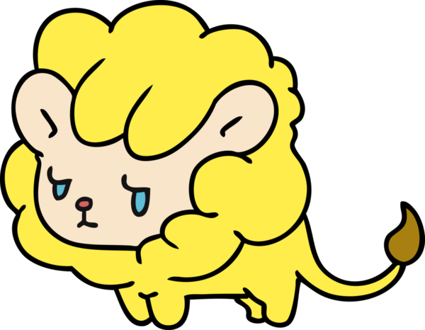 Çizim: kawaii şirin aslan yavrusu bir insan tarafından çizilmiş.