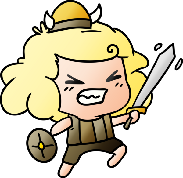 Bir insan tarafından çizilmiş Kawaii Viking çocuğunun serbest çizim çizimi.