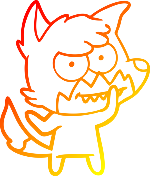 Bir insan tarafından çizilmiş sırıtan bir tilkinin sıcak çizgi çizimi