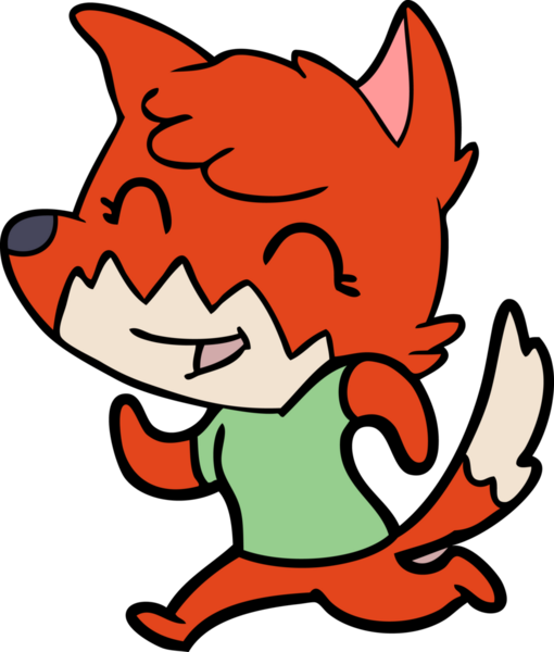 Bir insan tarafından çizilmiş mutlu çizgi film tilkisi.