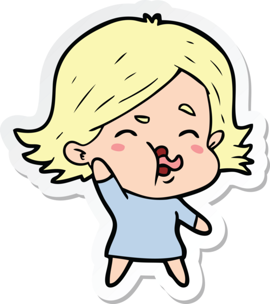 Bir insan tarafından çizilmiş bir karikatür kızının çıkartması.