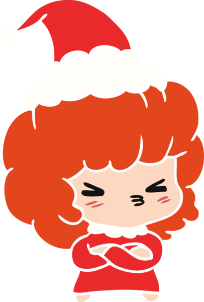 Bir insan tarafından çizilmiş Kawai kızının el çizimi Noel karikatürü.