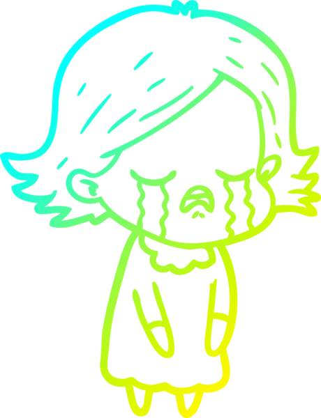 Bir insan tarafından çizilmiş ağlayan bir çizgi film kızı çizimi.