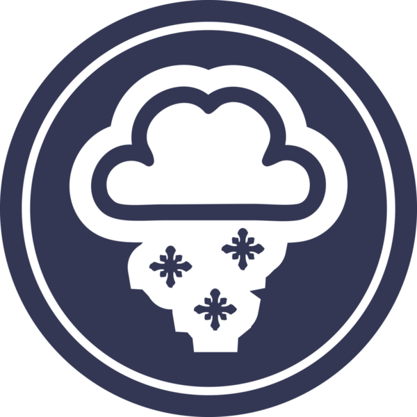 Bir insan tarafından çizilmiş kar bulutu dairesel simgesi