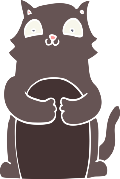 Bir insan tarafından çizilmiş düz renkli çizgi film kedisi