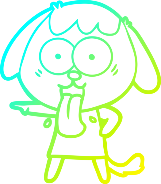 Bir insan tarafından çizilmiş şirin bir çizgi köpeğin soğuk gradyan çizgisi.