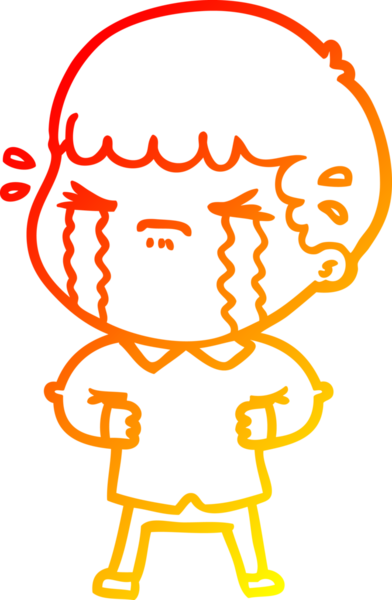 Bir insan tarafından çizilmiş ağlayan bir çizgi film karakteri çizimi.