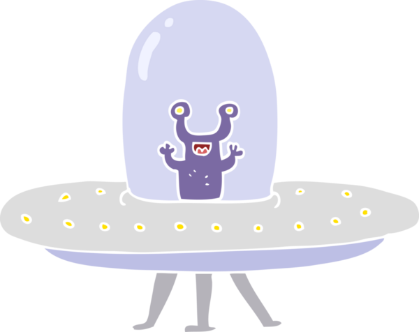 Bir insan tarafından çizilen uçan dairenin düz renk çizimi