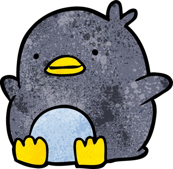 Bir insan tarafından çizilmiş sevimli penguen çizgi filmi.