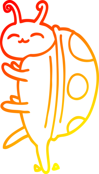 Bir insan tarafından çizilmiş sevimli bir uğur böceğinin sıcak çizgi çizimi