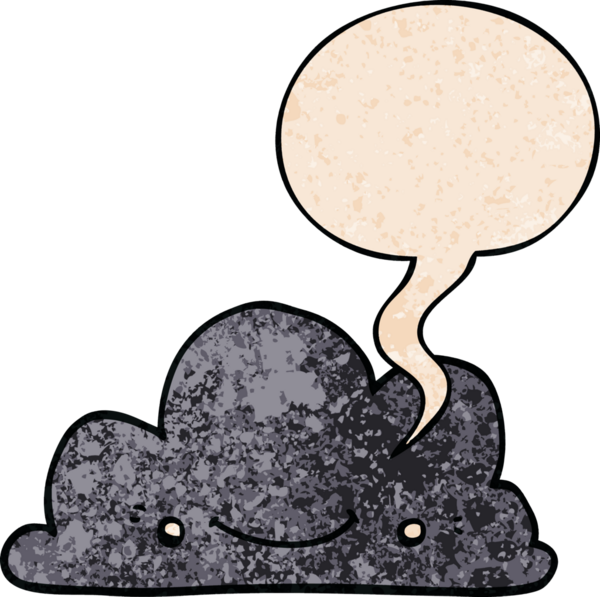 Bir insan tarafından çizilmiş geçmişe dönük konuşma baloncuklu şirin çizgi film bulutu.