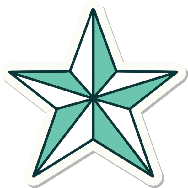 Bir insan tarafından çizilmiş geleneksel bir yıldız stiliyle dövme çıkartması.