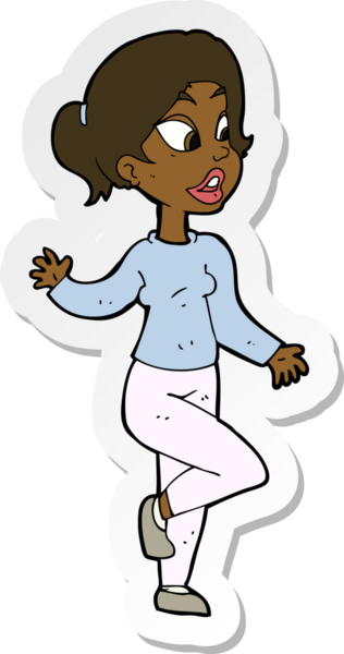 Bir insan tarafından çizilmiş, karikatür dostu bir kadının çıkartması.