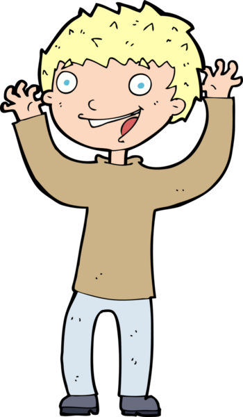 Bir insan tarafından çizilmiş heyecanlı bir çocuk.