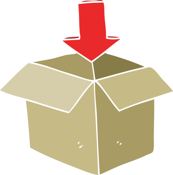 bir insan tarafından çizilmiş ok indirme ambalajlı kutunun düz renk çizimi