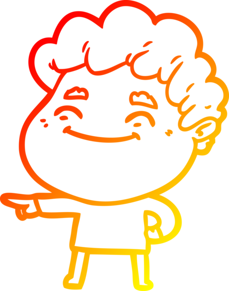 Bir insan tarafından çizilmiş, karikatür dostu bir adamın sıcak çizgi çizimi