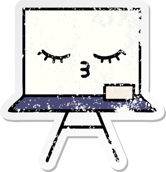 Bir insan tarafından çizilmiş beyaz bir karikatür çıkartması.