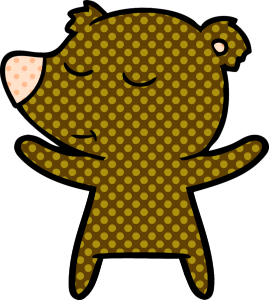 Bir insan tarafından çizilmiş mutlu çizgi film ayısı.