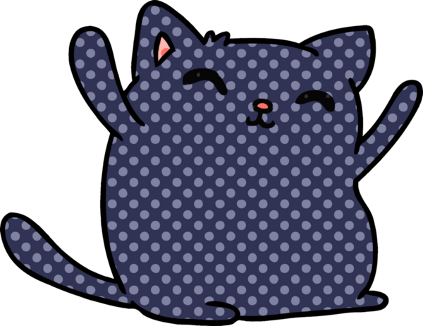 Bir insan tarafından çizilmiş sevimli kawai kedisinin çizgi film çizimi