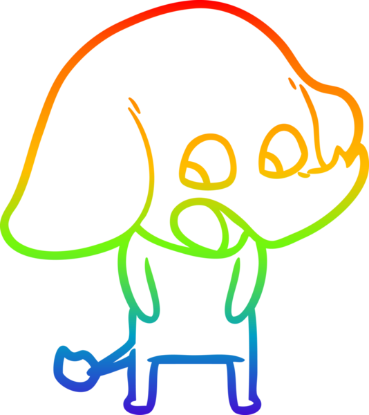 Gökkuşağı gradyan çizgisi bir insan tarafından çizilmiş şirin bir fil çizimi