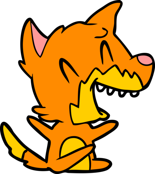 Bir insan tarafından çizilmiş gülen tilki çizgi filmi.