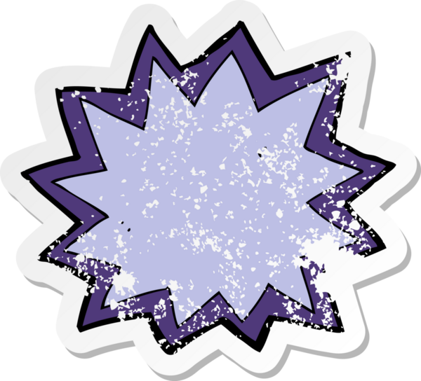 Bir insanın çizdiği karikatür patlamasının gerilimli retro çıkartması.