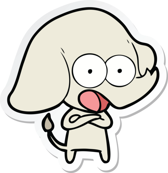 Bir insan tarafından çizilmiş şirin bir fil çıkartması.