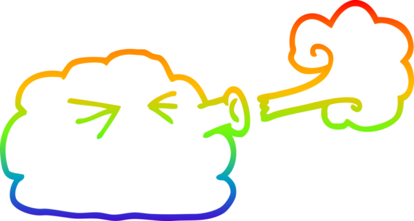 Gökkuşağı gradyan çizgisi bir çizgi bulutun çizimi bir insan tarafından çizilen fırtınayı üflüyor