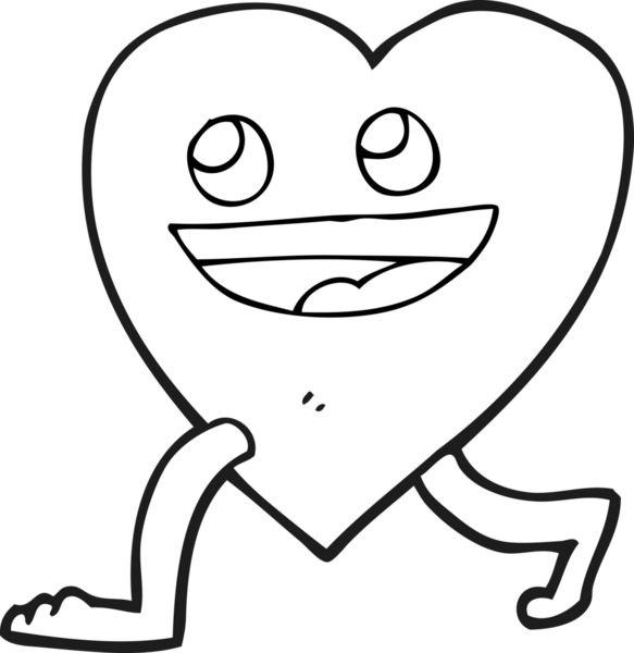 Bir insan tarafından çizilmiş siyah beyaz bir kalp çizimi.