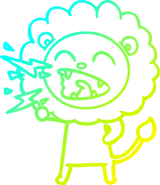 Bir insan tarafından çizilen kükreyen aslanın soğuk çizgi çizimi.