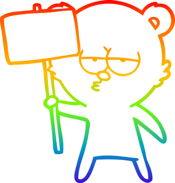 Sıkılmış bir kutup ayısı çizgi filminin gökkuşağı gradyanı bir insan tarafından çizilmiş.