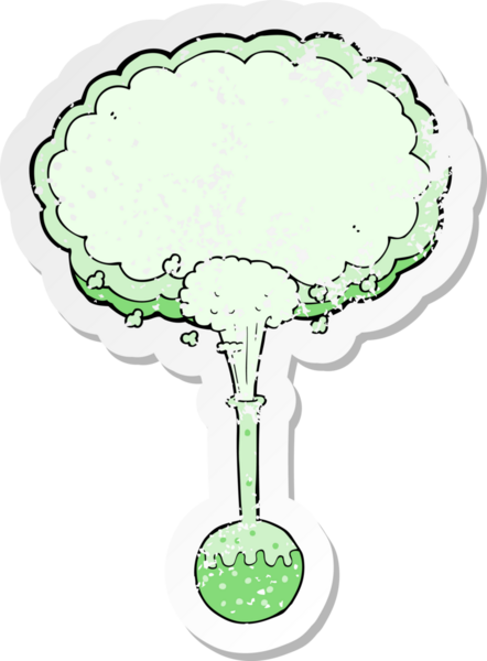 Bir insan tarafından çizilen karikatür bilim deneyinin gerilimli retro yapıştırması