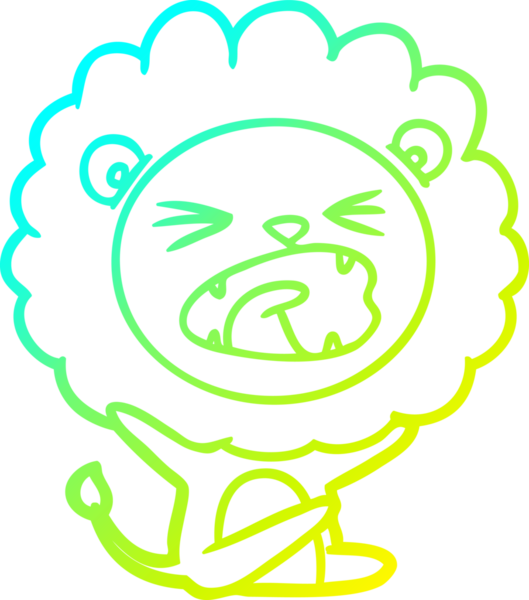 Çizgi film aslanının insan tarafından çizilmiş soğuk gradyan çizimi.