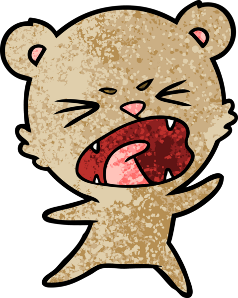 Bir insan tarafından çizilmiş kızgın çizgi film ayısı.