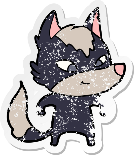 Bir insan tarafından çizilmiş dost canlısı bir kurdun sıkıntılı çıkartması.