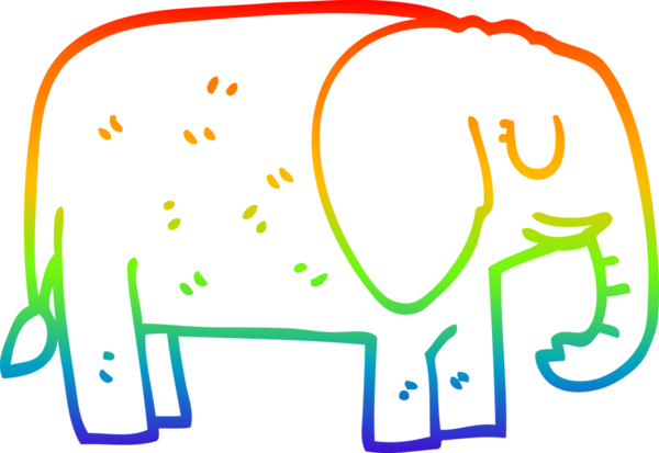 Gökkuşağı gradyan çizgisi bir insan tarafından çizilmiş bir fil çizimi