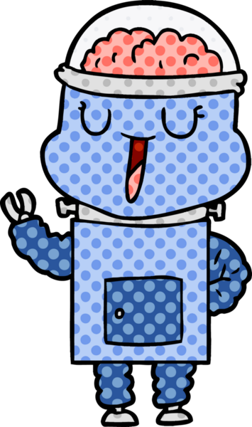 Bir insan tarafından çizilmiş mutlu çizgi film robotu