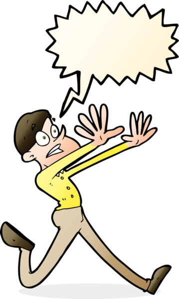 Çizgi filmci bir insan tarafından çizilmiş konuşma balonuyla kaçıyor.