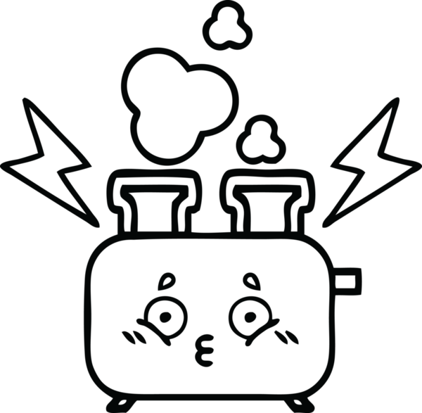 Bir insan tarafından çizilmiş bir tost makinesinin çizgi çizimi
