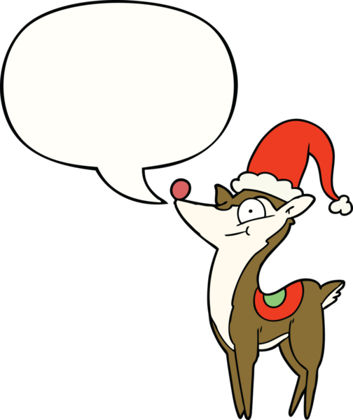 Bir insan tarafından çizilmiş konuşma baloncuğu olan karikatür Noel geyiği.