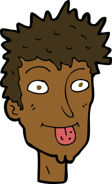 Çizgi filmci bir insan tarafından çizilmiş dili dışarı çıkarıyor.