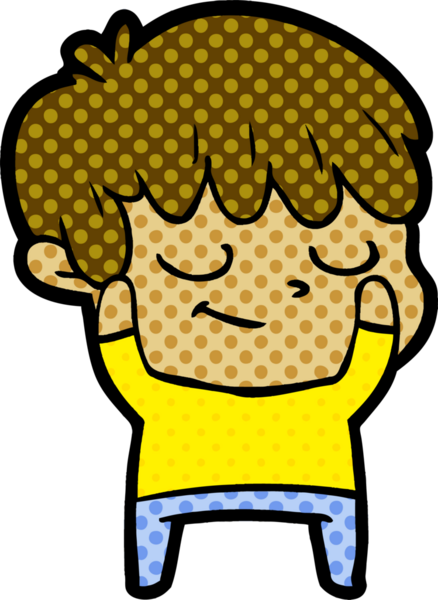 Bir insan tarafından çizilmiş mutlu çizgi film çocuğu.