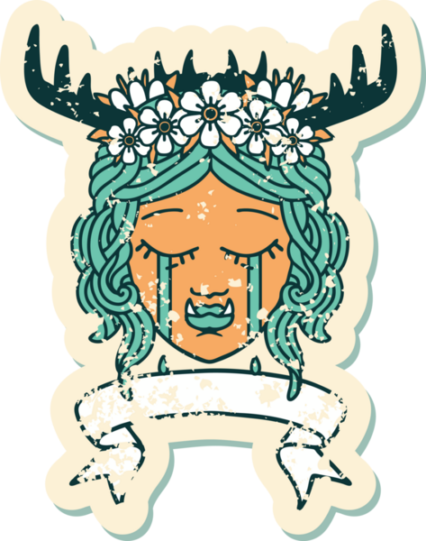 Retro Dövme Biçimi Ağlayan Ork Druid karakteri bir insan tarafından çizilmiş