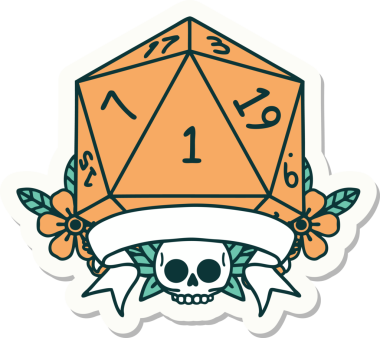 Bir insan tarafından çizilmiş doğal bir d20 zar etiketi.