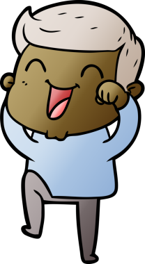 Bir insan tarafından çizilmiş gülen çizgi film adamı.