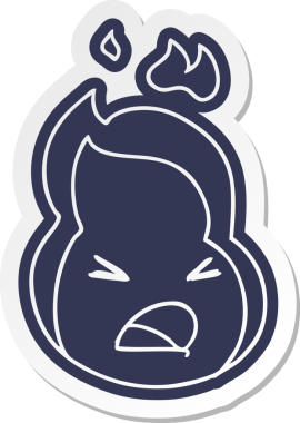 çizgi film çıkartması kawaii bir insan tarafından çizilmiş sevimli ateş alevi